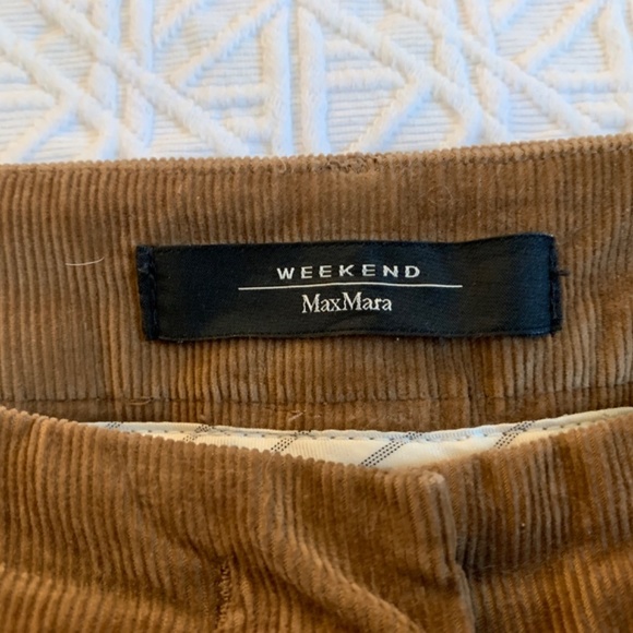 Weekend Max Mara Straight Leg Tan Corduroy Ankle Pants - Picture 3 of 7